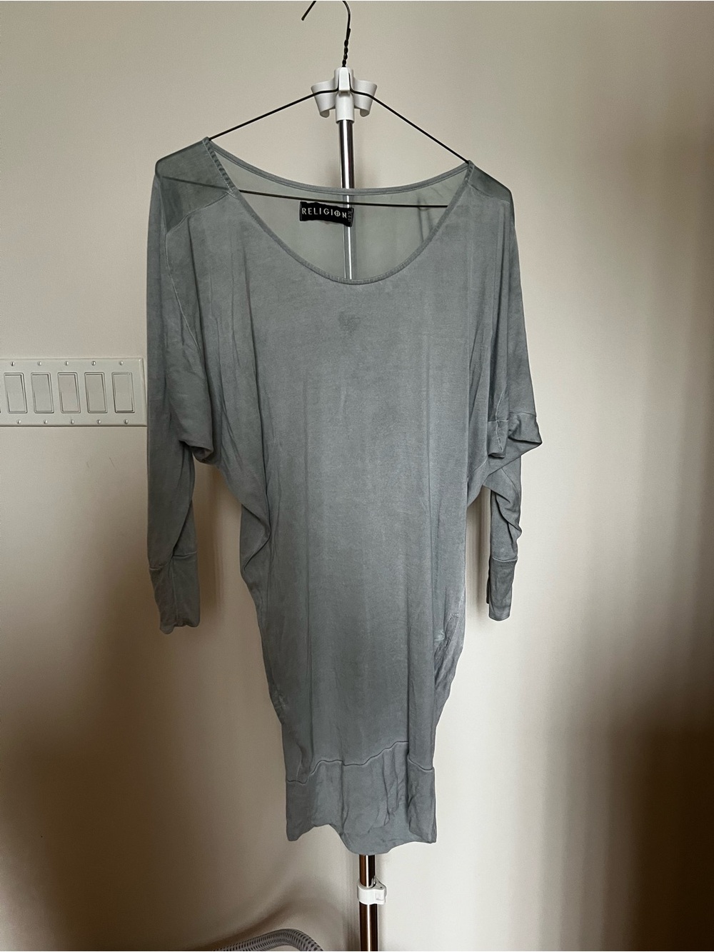Religion Blue Gray Batwing Sleeve Dress/Tunic
